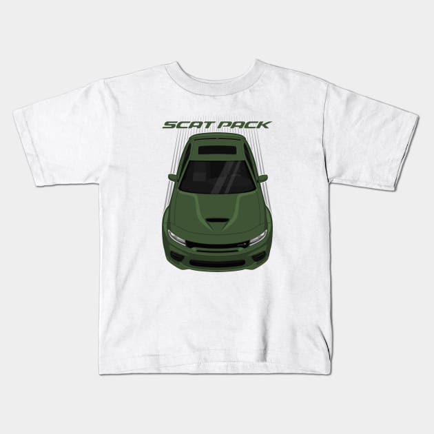 Dodge Charger Scat Pack Widebody - F8 Green Kids T-Shirt by V8social